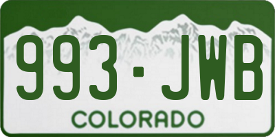 CO license plate 993JWB