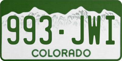 CO license plate 993JWI