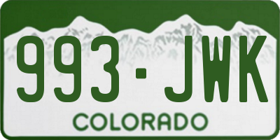 CO license plate 993JWK