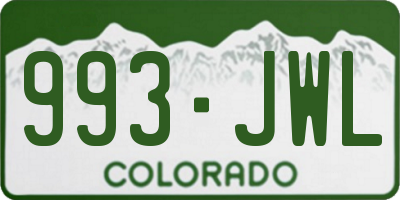 CO license plate 993JWL