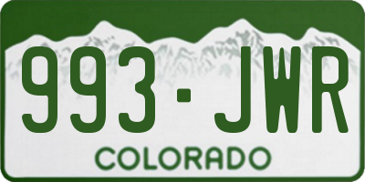 CO license plate 993JWR