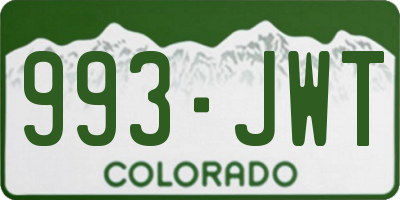 CO license plate 993JWT
