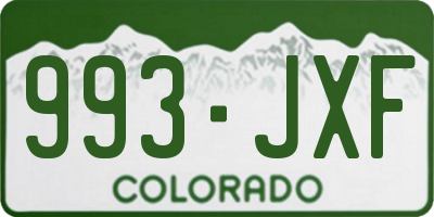 CO license plate 993JXF