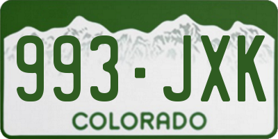CO license plate 993JXK