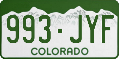 CO license plate 993JYF