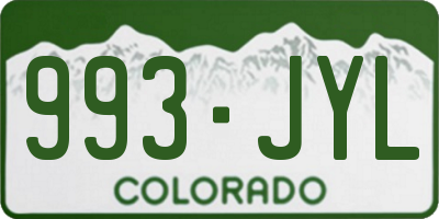 CO license plate 993JYL