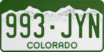CO license plate 993JYN