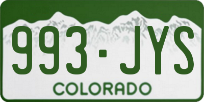 CO license plate 993JYS