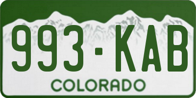 CO license plate 993KAB