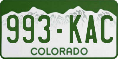 CO license plate 993KAC