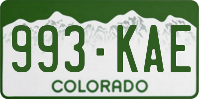 CO license plate 993KAE