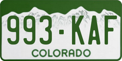 CO license plate 993KAF