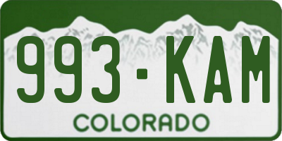 CO license plate 993KAM