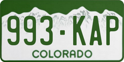 CO license plate 993KAP