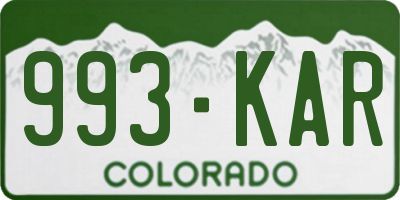 CO license plate 993KAR