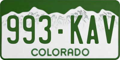 CO license plate 993KAV