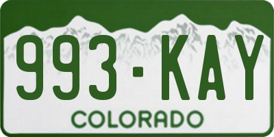 CO license plate 993KAY