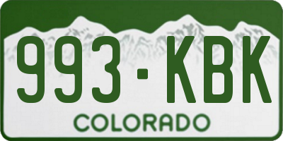 CO license plate 993KBK