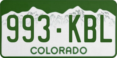 CO license plate 993KBL
