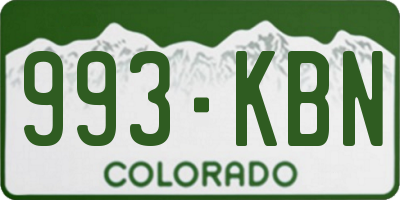 CO license plate 993KBN