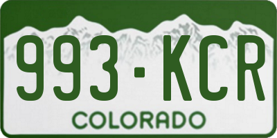 CO license plate 993KCR
