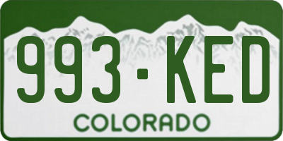 CO license plate 993KED