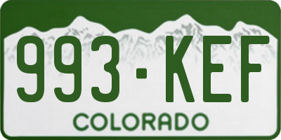 CO license plate 993KEF