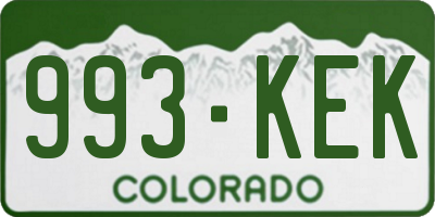 CO license plate 993KEK