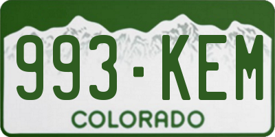 CO license plate 993KEM