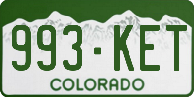 CO license plate 993KET
