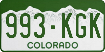 CO license plate 993KGK