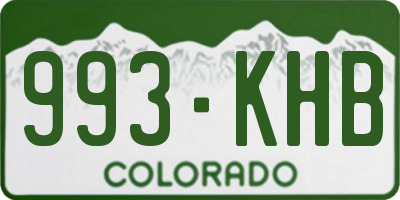 CO license plate 993KHB