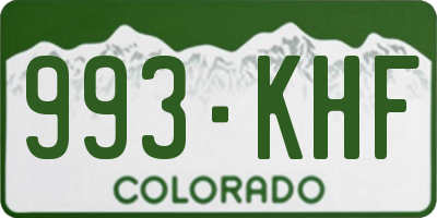 CO license plate 993KHF