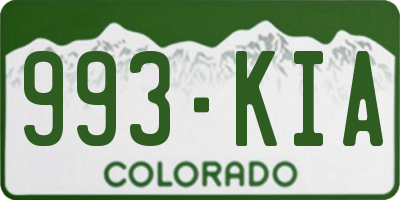 CO license plate 993KIA
