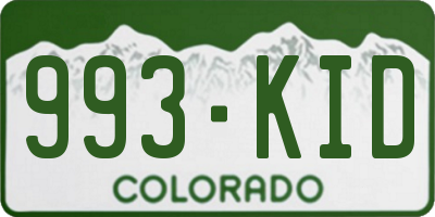 CO license plate 993KID