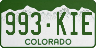 CO license plate 993KIE