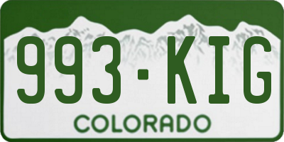 CO license plate 993KIG
