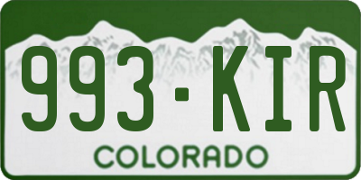 CO license plate 993KIR