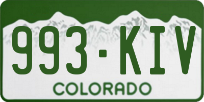 CO license plate 993KIV