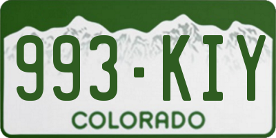 CO license plate 993KIY