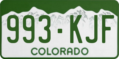 CO license plate 993KJF