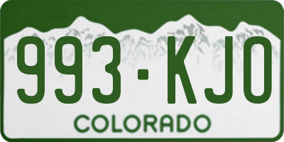 CO license plate 993KJO