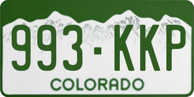 CO license plate 993KKP