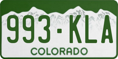 CO license plate 993KLA