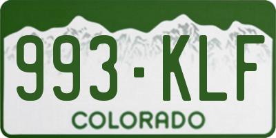 CO license plate 993KLF