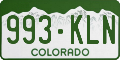 CO license plate 993KLN