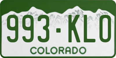 CO license plate 993KLO