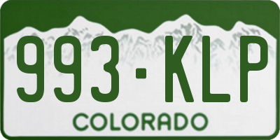 CO license plate 993KLP