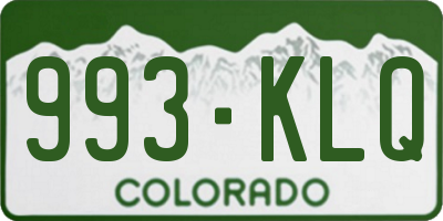 CO license plate 993KLQ