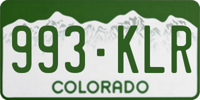 CO license plate 993KLR